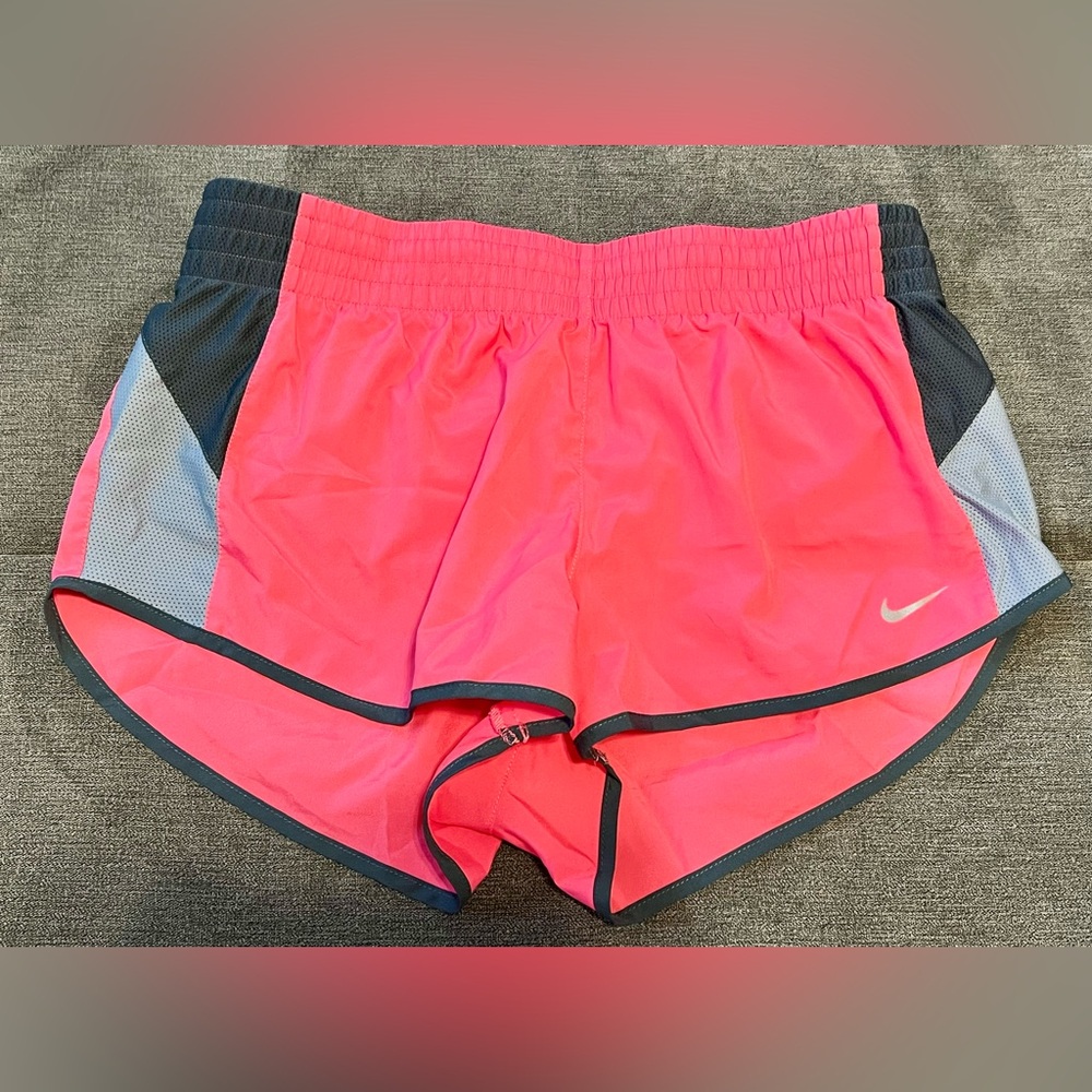 Nike Women's Dri-fit Pink Running Shorts Gray Vents Workout Yoga Athleisure